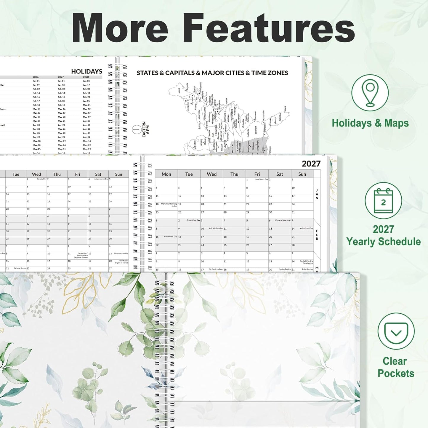 SUNEE 2026-2027 Appointment Book, Quarter-Hourly, Weekly & Monthly - from July 2026 to June 2027, 8.5"x11" Academic Planner, Flexible Cover, Note Pages, Bookmark, Spiral Binding, Black