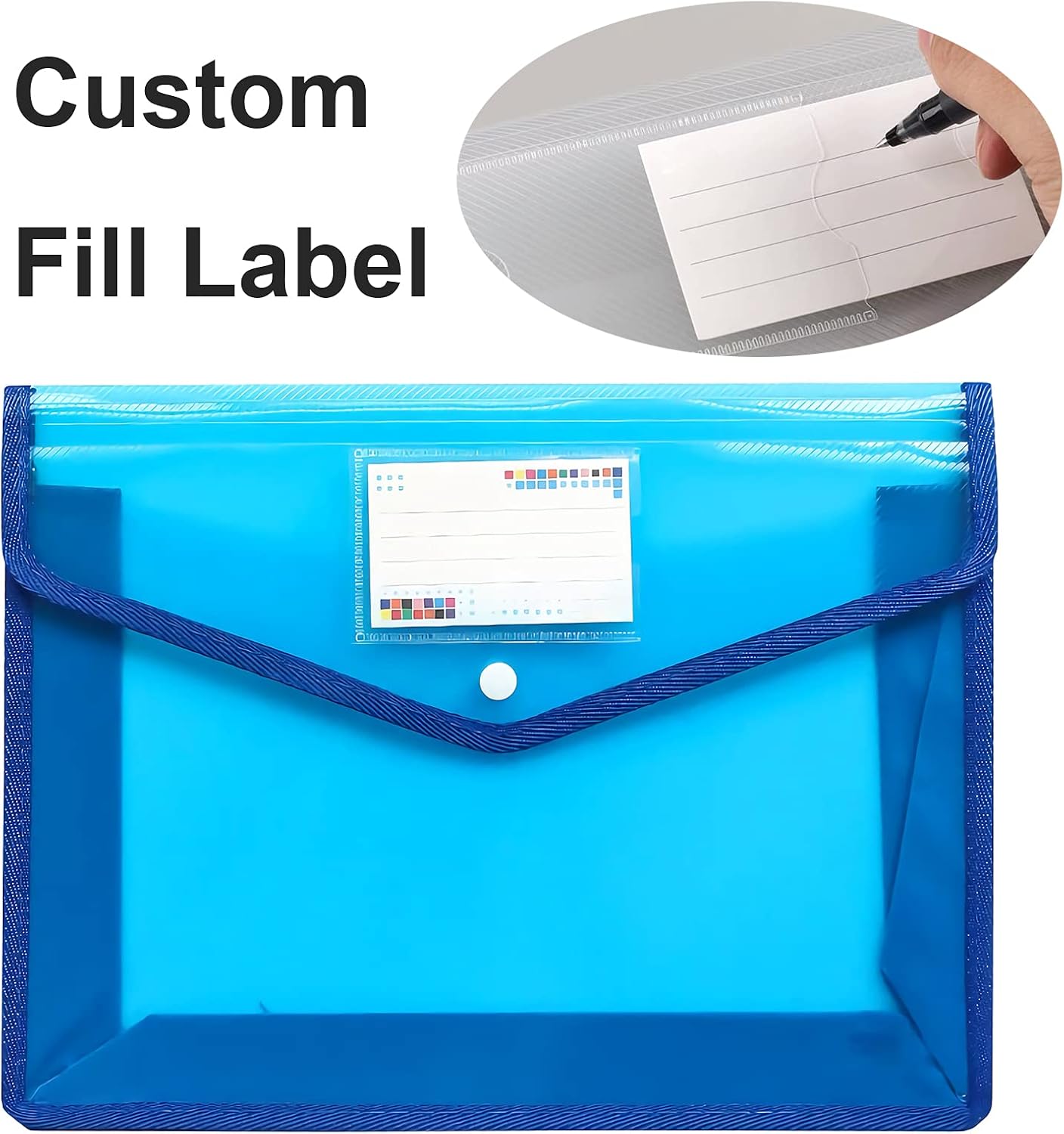 YoeeJob Plastic File Folders Legal Size Expandable Document Folder with Snap Button Closure, A4 Expanding File Wallet Envelopes Pouch with Label Pocket, 2 Packs, Black