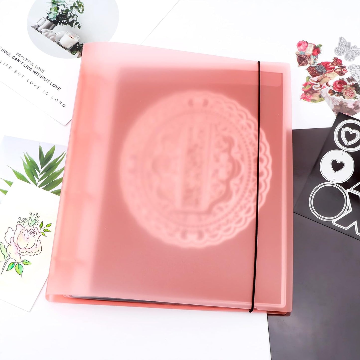 A4 4-Holes Round Ring View Binders Plastic Cover, Refillable Notebook Journal Binder File Folder, Loose Leaf Sheet Protector/DIY Scrapbooking/Binder Cover Protector (Purple)