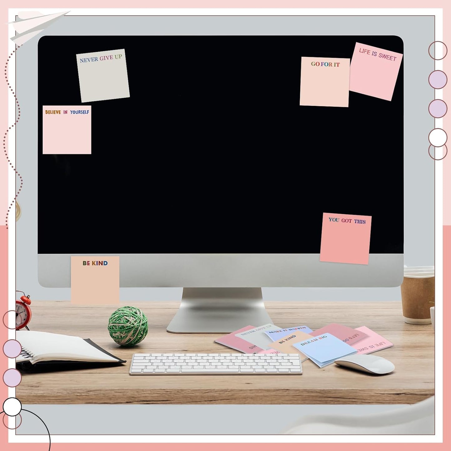 Yinder 48 Pcs Inspirational Sticky Notes Cute Motivational Sticky Notes Pad End of Year Employee Appreciation Gifts Bulk for Teacher Nurse Coworkers Office Supplies 3 x 3'' (Thank You,Dark Color)