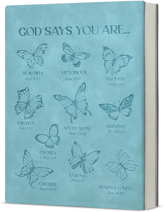 Christian Inspirational Notebook God Says You Are Beautiful Bible Verse Journal Butterflies Writing Notebook Religious Encouragement Gifts for Women Girls