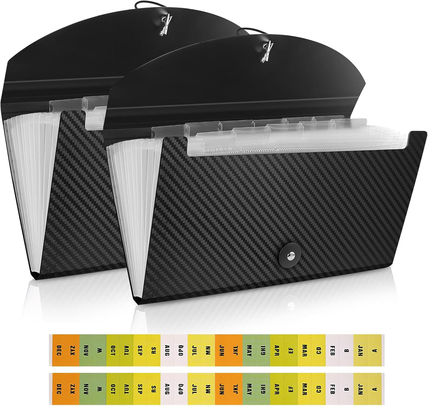 Expanding Accordion File Folder with Tabs and Elastic Closure, 13 Pocket File Organizer for A4 Documents, Receipt & Bill Organizer, Portable Document Holder for Home Office School Travel, Black 3 Pack