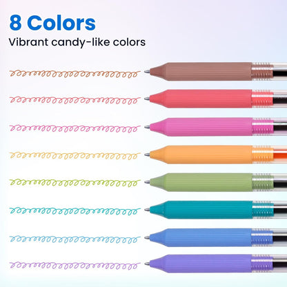 WRITECH Gel Pens Fine Point: Nebula Pen Set 0.7mm Black Ink Retractable 6ct Medium Point Smooth Writing with Aesthetic Gradient Color Barrel for Journaling Note Taking Silent Click No Smear