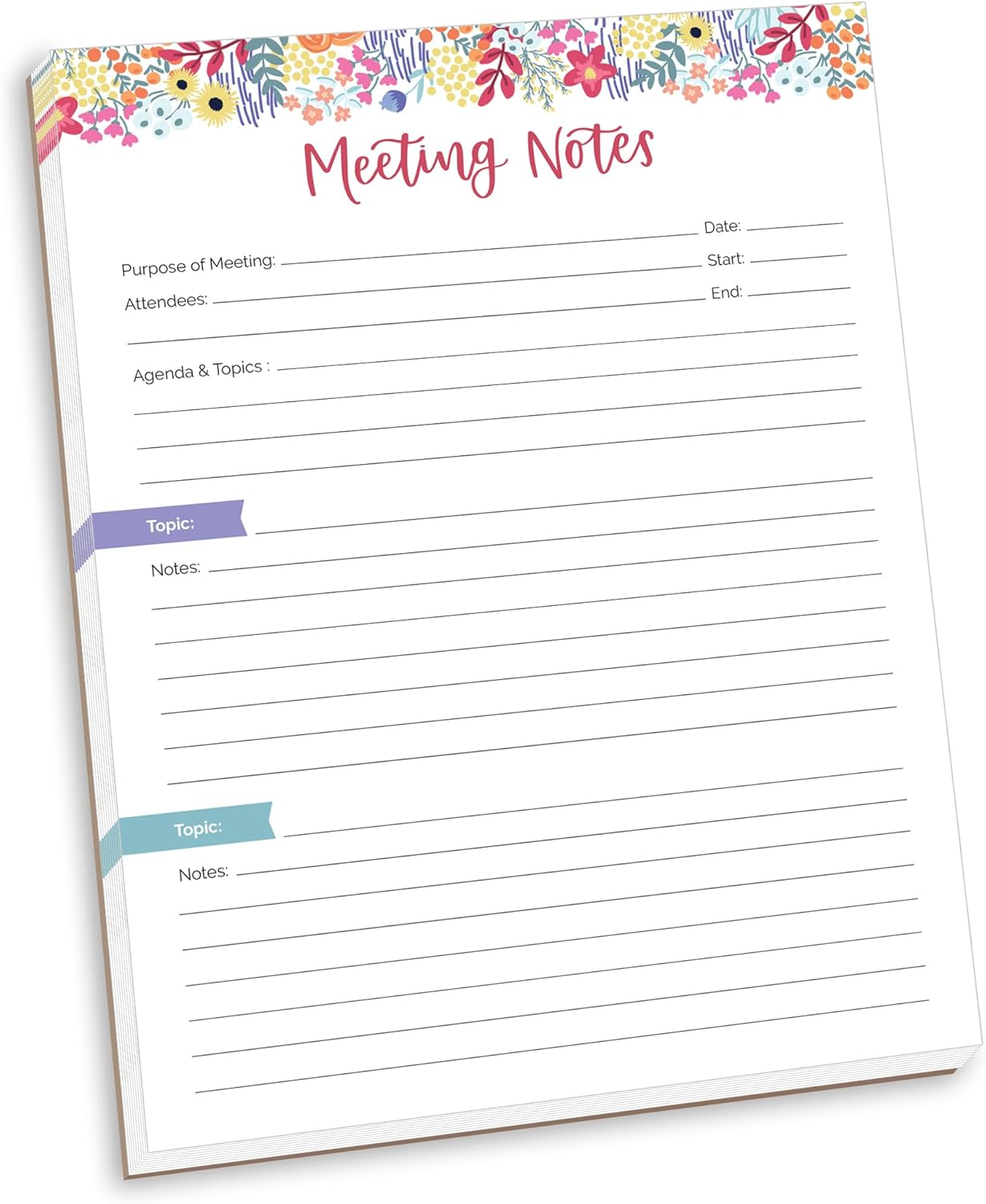 bloom daily planners Horizontal Weekly Tear-Off To Do List Planning Pad - Undated Notepad Organizer & Healthy Habit Tracker - 8.5” x 11” - Floral