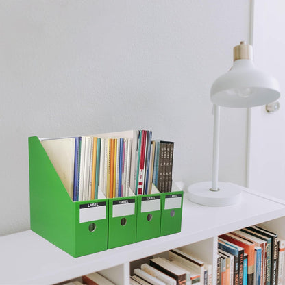 Limitliho 2 Pack White Magazine Holde, Vertical Book Bins for Classroom and Library Use, 10.6'' ×10.2'' ×3.5'' Inch Vertical File Folder Box
