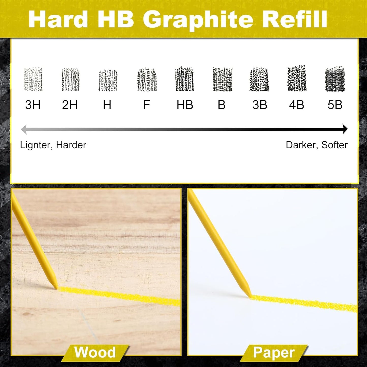 Zhehao 120 Pieces 2.8 mm Carpenter Pencils Lead Refills HB Refill for Construction Pencils Refills Mechanical for Writing Drawing Drafting Woodworking Construction(Black)