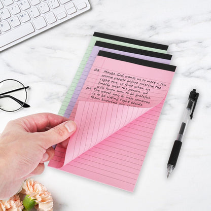 1 Pack 50 Sheets Random Color Pads Note Pads,5 x 8 Inch Lined Writing Pads,Per Writing Pad,Letter and Legal Ruled Pads,Notebooks and Writing Pads,Office stationery (Pink,Yellow,Blue,Purple)