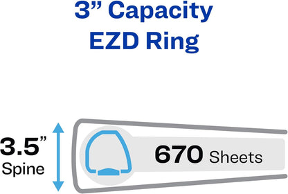 Avery Heavy-Duty 4 Inch Binders 3 Ring, View Binder, 4 Inch EZD Ring, Black, Sturdy (79604)