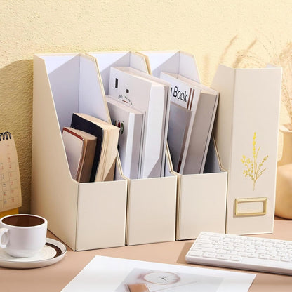 AmazingSpark 5 Pack Magazine File Holder Office Desk Storage Holder Set Vertical Desk Cardboard Organizer for Office Home Classroom Organize Your File Magazines Paperwork Books or Binders(Sage Green)
