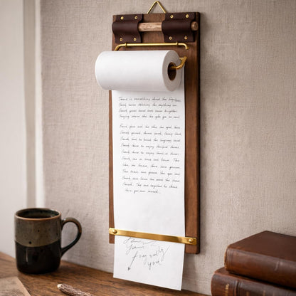 Retro Wall Mounted Memo Board with 1 Natural Dark Green Roll – Rustic Clipboard Notepad, Tearable Writing Pad for Notes, Menu, Kitchen, Café and Home Office Decoration