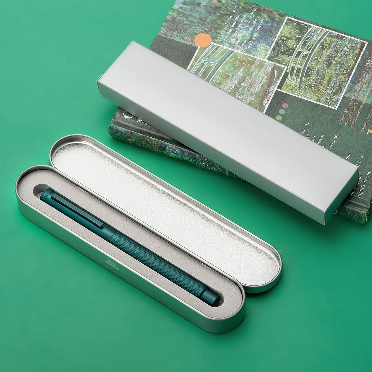 Hongdian Matte Black Forest Rollerball Pen with Schmidt Black Ink Refill, Classic Design with Metal Case for Business Signature