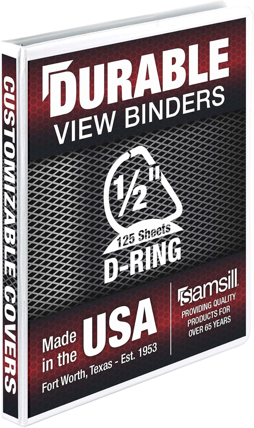 Samsill Durable 4 inch 3 Ring Binder, D Ring Binder, 100% Recycled Chipboard, Black, 2 Pack