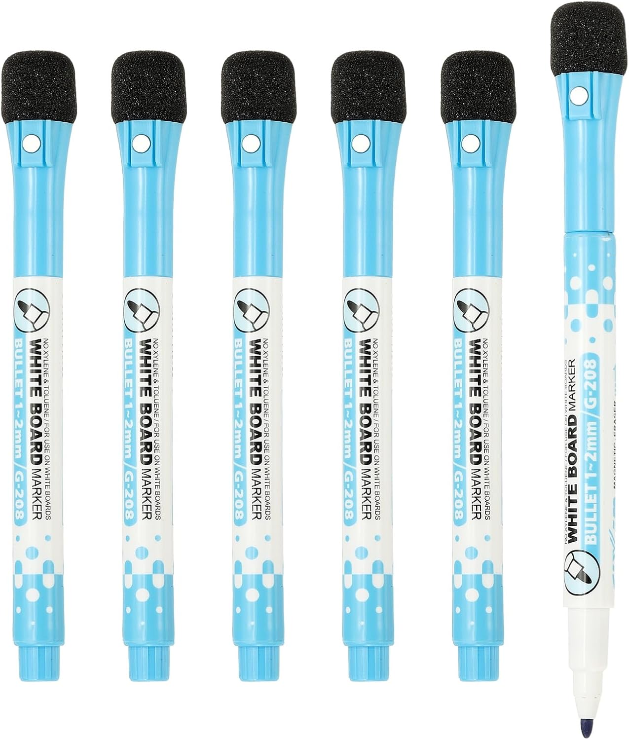 PATIKIL Magnetic Whiteboard Pen, Fine Tip Dry Erase Yellow White Board Markers with Eraser Whiteboard Calendar Supplies for Classroom Office, 6 Pcs, 1-2mm Tip