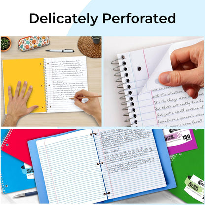 Rosmonde Spiral Notebooks, 24 Pack, 1 Subject Notebook, Wide Ruled, 70 Sheets, 8 x 10-1/2", 3 Hole Punched, School Supplies, Bulk Single Subject Spiral Notebook Bulk, Assorted Colors Pack of Notebooks