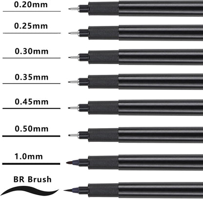 Muchcute Extra Fine Point Writing Pens:6 Black 0.25mm Ultra Thin Micron Pen 01 No Bleed Bible Journaling Study Supplies Annotation Smooth Waterproof Micro Line Tip Fineliner Gel Felt Ink Markers Stuff