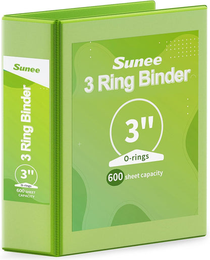 SUNEE 3 Ring Binder 3 Inch 1 Pack, Clear View Binder Three Ring PVC-Free (Fit 8.5x11 Inches) for School or Office Supplies, Pink