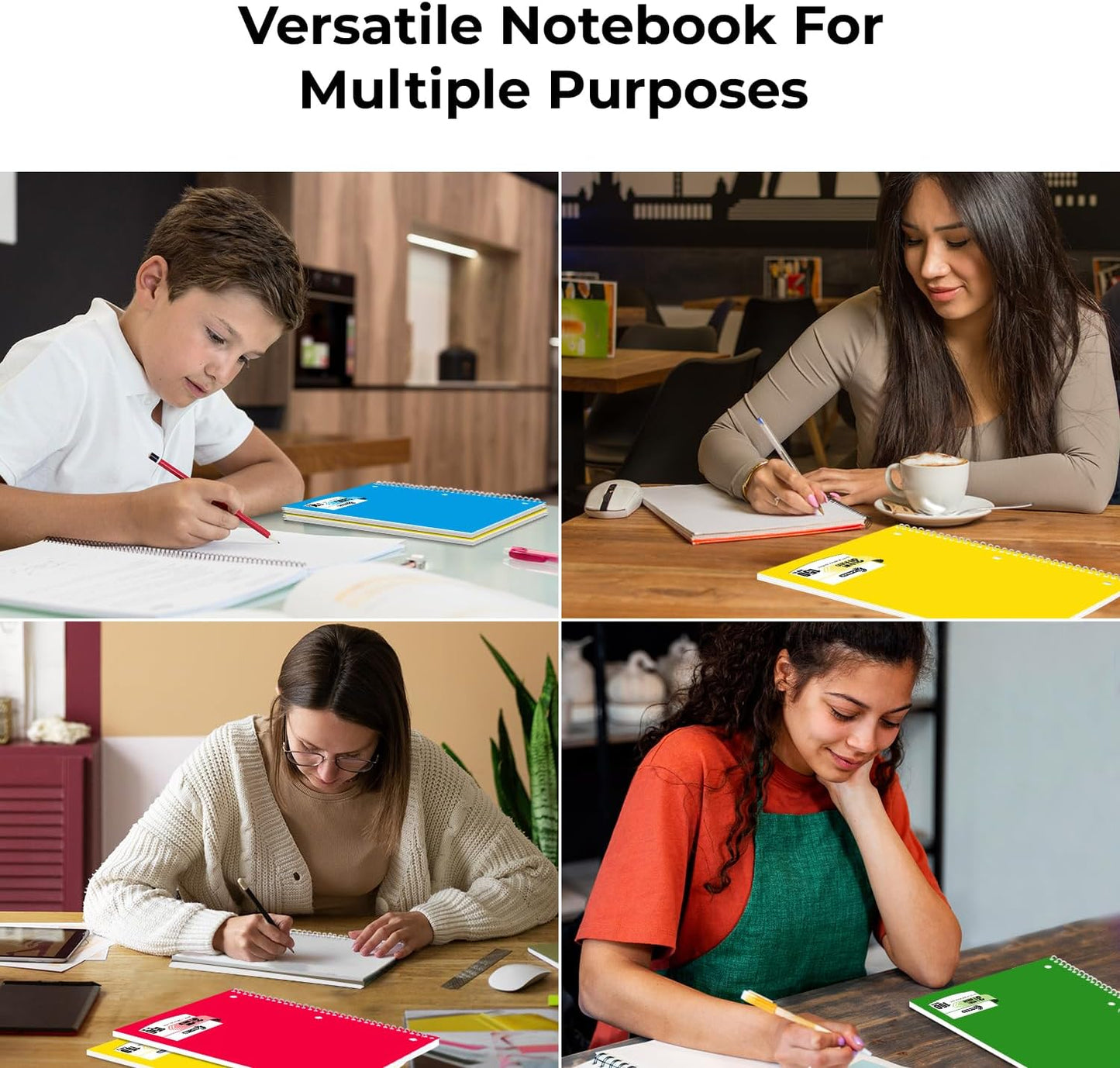 Rosmonde Spiral Notebooks, 24 Pack, 1 Subject Notebook, Wide Ruled, 70 Sheets, 8 x 10-1/2", 3 Hole Punched, School Supplies, Bulk Single Subject Spiral Notebook Bulk, Assorted Colors Pack of Notebooks