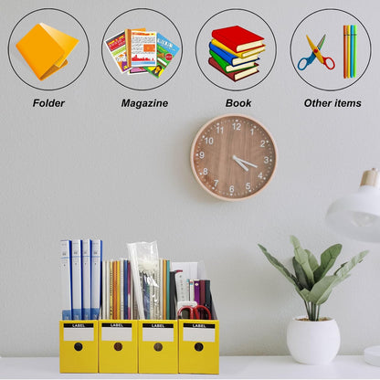 Limitliho 2 Pack White Magazine Holde, Vertical Book Bins for Classroom and Library Use, 10.6'' ×10.2'' ×3.5'' Inch Vertical File Folder Box