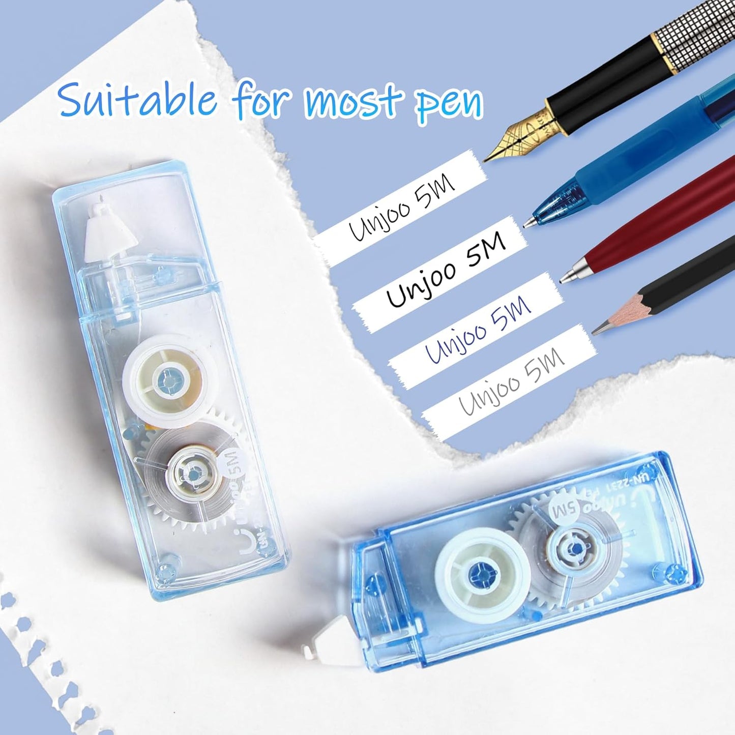 Unjoo White Correction Tape, Easy To Use Cute Applicator for Instant Corrections, For school, Office Workers (Gradient Purple, 5M/196" x 0.2",12pack)