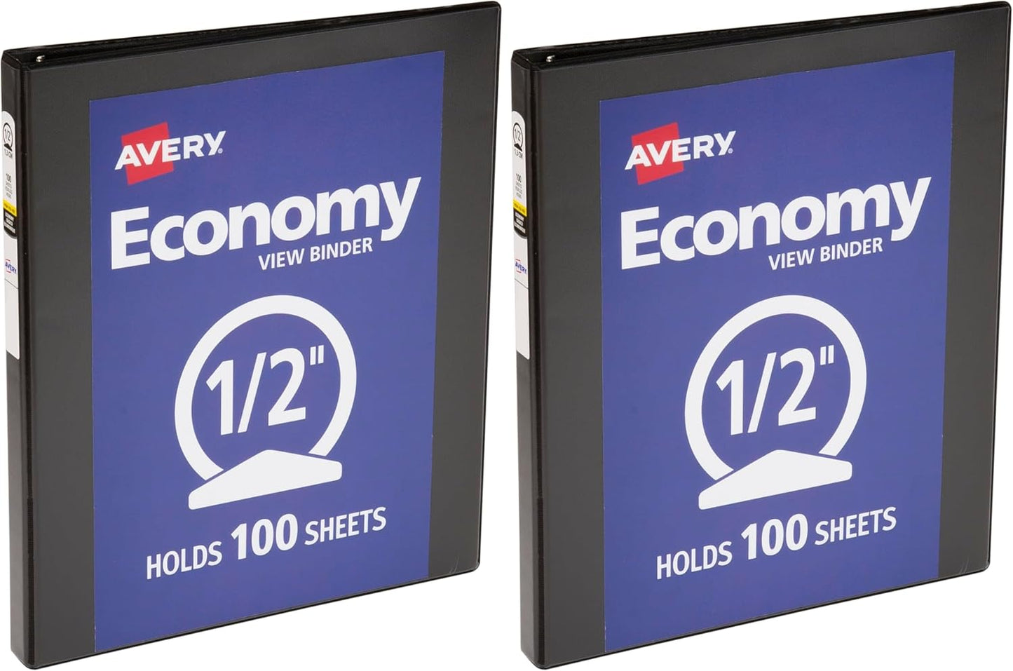 Avery Standard View 3 Ring Binder, 0.5" Round Rings, 100-Sheet Capacity, 0.7 Inch Wide Spine, 1 Black Binder, Ideal for Lightweight Organization and Occasional Referencing (05751)