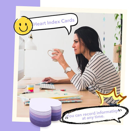 150 Pcs Heart Index Cards - Pink, 3x3 Colored Note Cards for School, Learning, Office, Games
