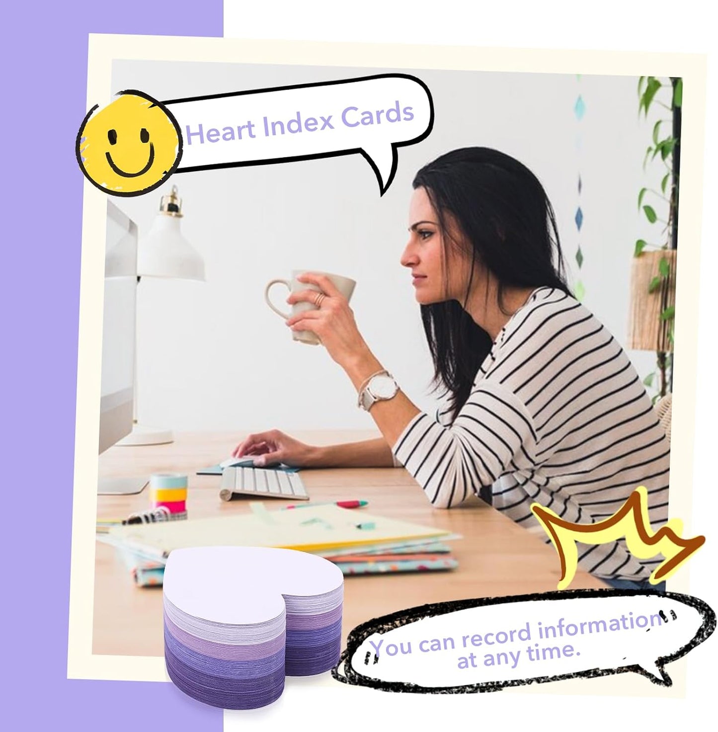 300 Pcs Index Card Heart Shaped Note Cards Blank Index Cards 3x3 Pink Note Cards Colors Study Cards Blank Business Cards Colorful Cardstock Greeting Cards For School Learning Office Game