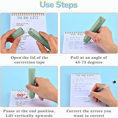 Temiary 5 Pcs White Correction Tapes, Aesthetic Correction Tape Pens Smooth Pull Out, Easy to Use Pen Shaped Applicator for Students School Office Supplies (Purple)