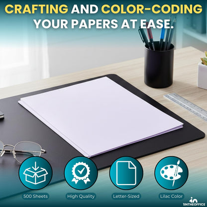 1InTheOffice Lilac Colored Copy Paper, Crafting & Office, 8.5 x 11", 20 lb, 500 Sheets
