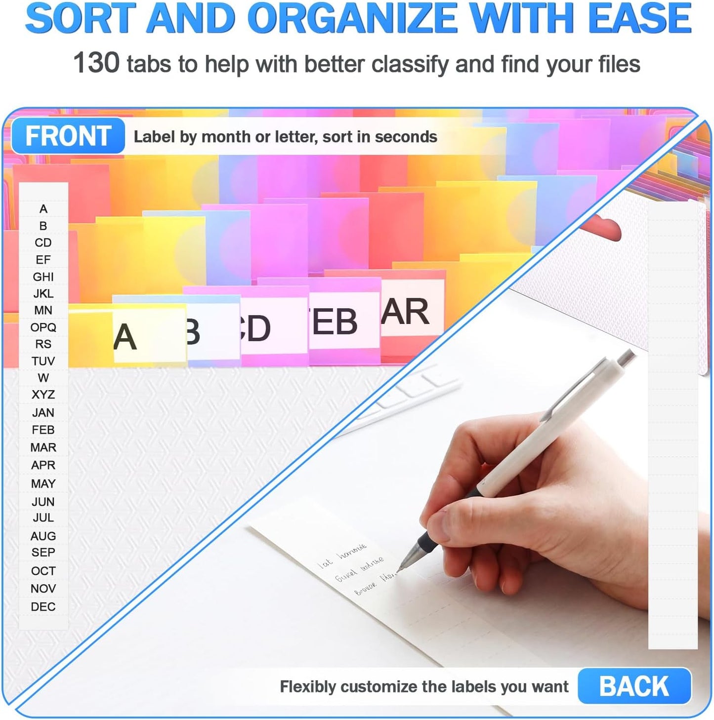 AFMAT Accordian File Organizer, 60 Pockets Expanding File Folder, Portable Letter/A4 Size Expandable File Folder for Receipt/Bill/Tax/Coupon/Document