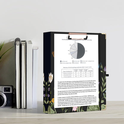 Ospelelf Binder 3 Ring 1 Inch, Floral Round Ring Clipboard Binder for Letter Size with 5 Tab Dividers, File Folder Labels, for School and Office Supplies