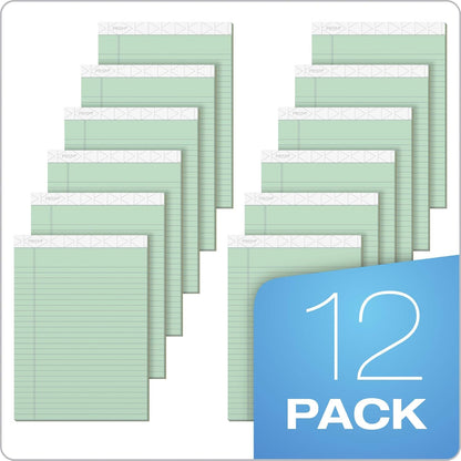 Tops Prism Plus 100% Recycled Legal Pad, 8-1/2 x 11-3/4 Inches, Perforated, Green, Legal/Wide Rule, 50 Sheets per Writing Pad, 12 Pads per Pack (63190)