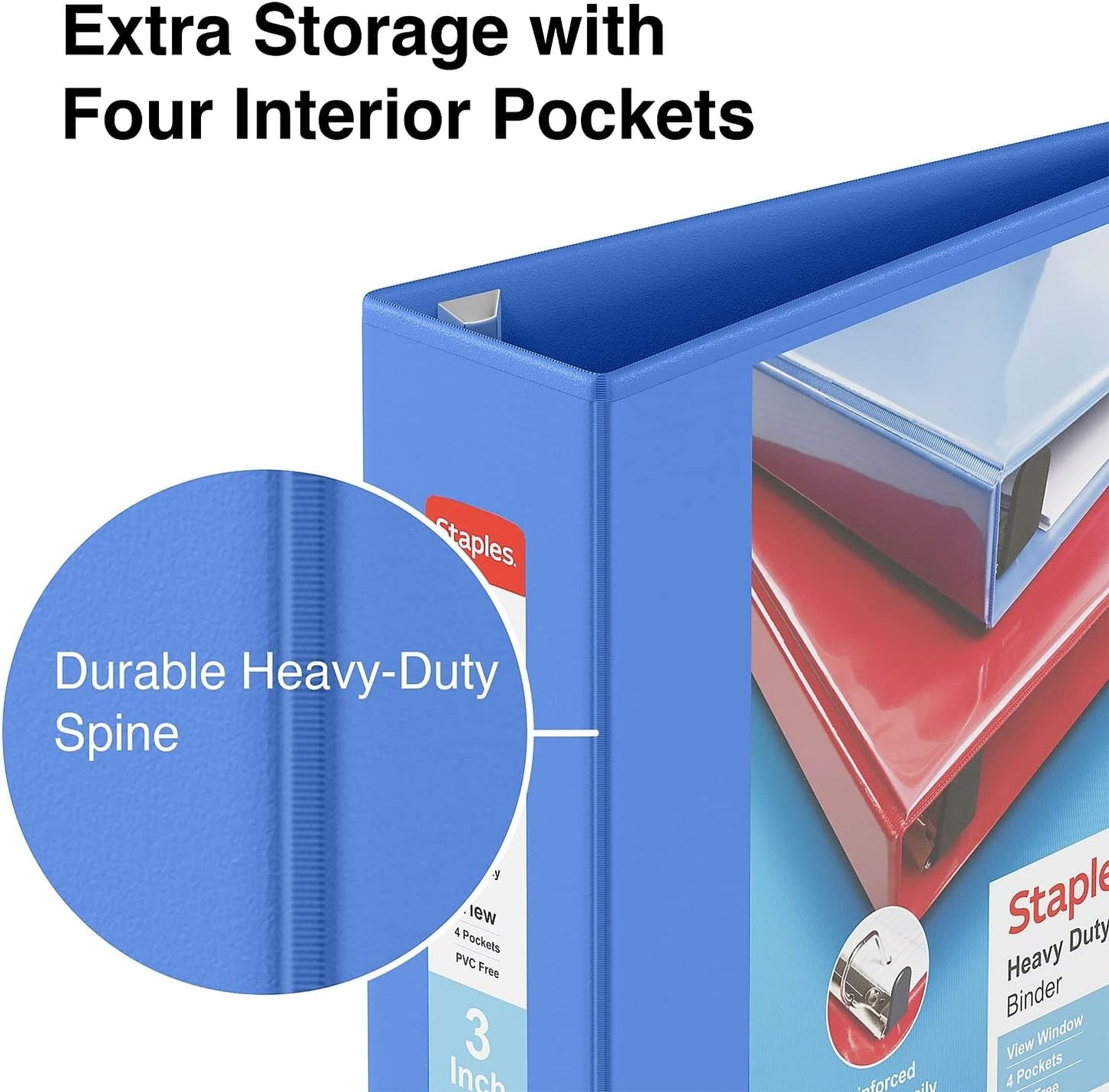 Staples Heavy-Duty 2-Inch D-Ring View Binder, Reinforced Spine, Holds Up to 450 Sheets, Gray, for Office & School