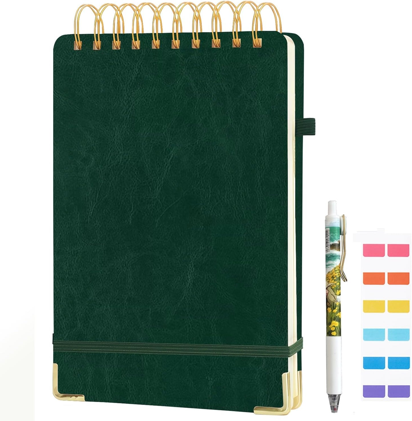 Top Spiral Notebook 8.5x11, A4 Large Leather Hardcover Top Bound Steno Pads, 240 Pages 100gsm Thick Lined Paper,Wide Ruled,Left Handed Notebook Journal for Work, School - Black