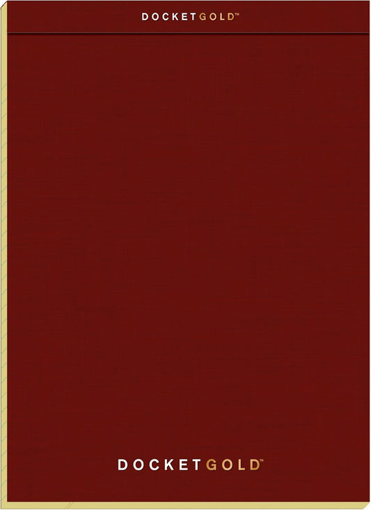 TOPS Docket Gold Writing Pads, 8-1/2" x 11-3/4", Legal Rule, Burgundy Cover, Canary Paper, 70 Sheets (99714)