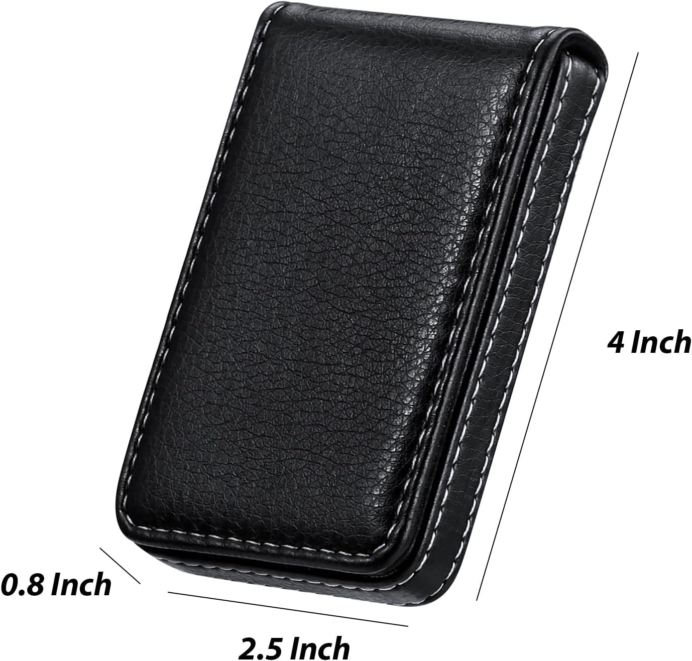 Outus 2 Pieces Business Card Holder, PU Leather Business Card Case Pocket Wallet with Magnetic Shut for Valentines Gift Men Women(Black and Coffee,Classic)