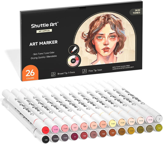 Shuttle Art 30 Colors Dual Tip Art Markers Permanent Marker Pens Highlighters Perfect for Illustration Adult Coloring Sketching and Card Making