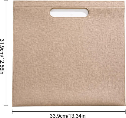 Premium PU Leather Waterproof File Folder & File Jackets & File Pockets Easy to Clean Document Organizer, Multi-Color Options, 13.34x12.56in, Ideal for Students & Professionals(Brown)