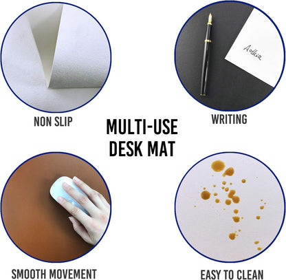 Aothia Non-Slip Waterproof PU Leather Desk Pad Protector for Mouse, Writing Desk, Office, Home, Laptop Blotter, 23.6" x 13.7", Black - Colors A