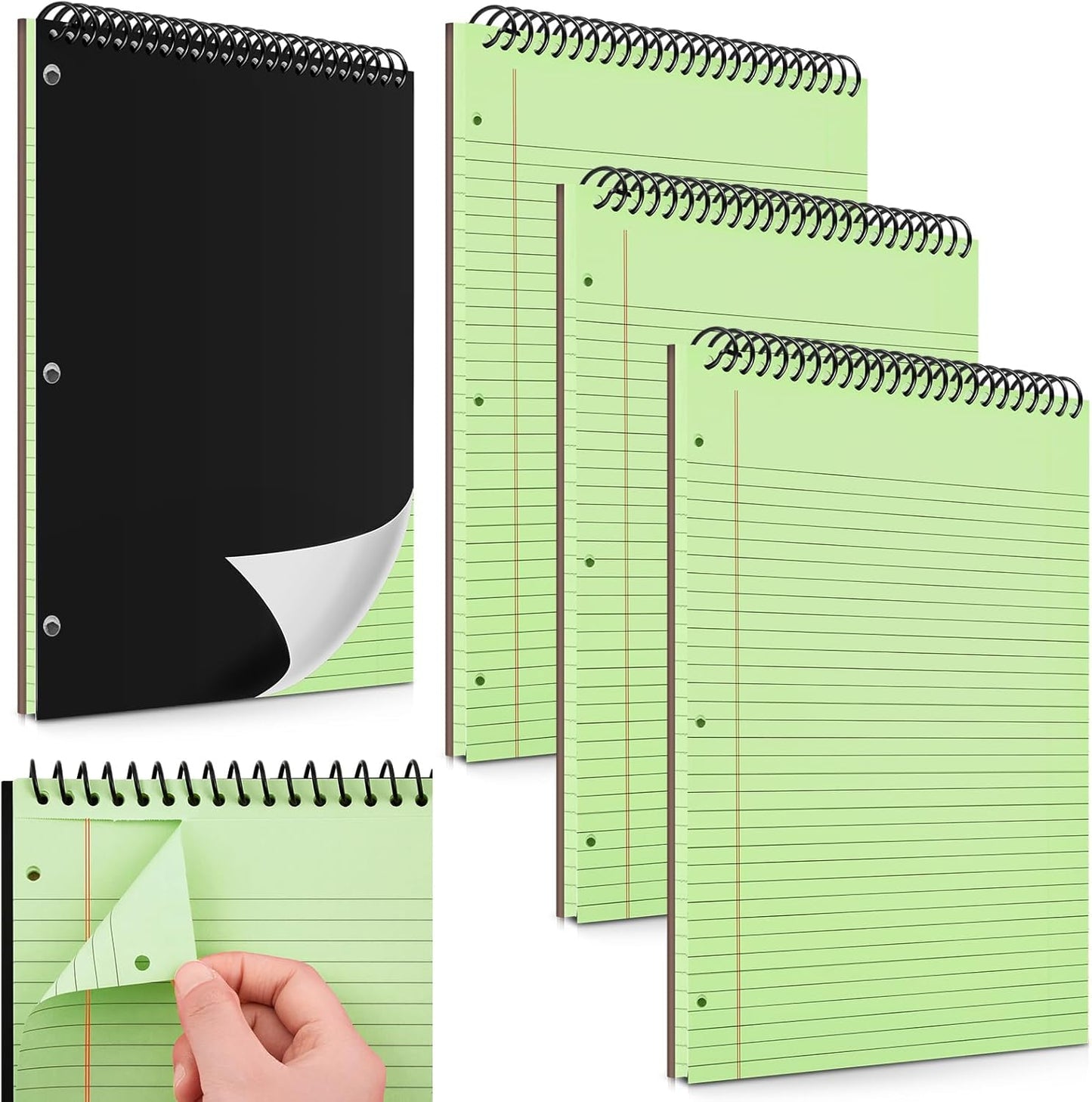 MotiMind 10 Pack 8.5" x 11" Top Spiral Notebook with 3 Hole Punched Morandi Colors Legal Pads College Ruled Notepad 50 Sheets Hard Cardboard Paper Wirebound Notepad for Office School Business