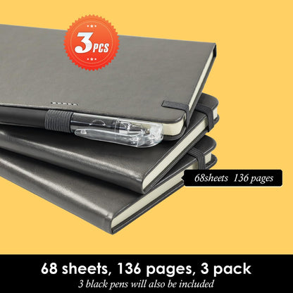 NIRMIRO Small Notebook Journals, 3 Pack Mini Pocket Note pads for Men & Women Writing, A6 Small Leather Notepad 3.7" x 5.7" with Pen, Black, Red, Green