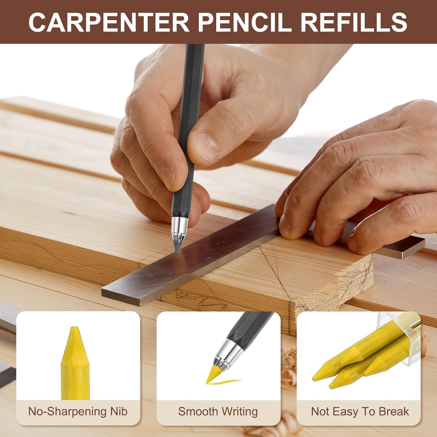 PATIKIL 12Pcs 5.6mm 2B Carpenter Pencil Lead Refills, Solid Dry Pencil Refills Break Resistant Lead Refill for Mechanical Carpenter Pencil Construction Pencils Art Drafting, Blue