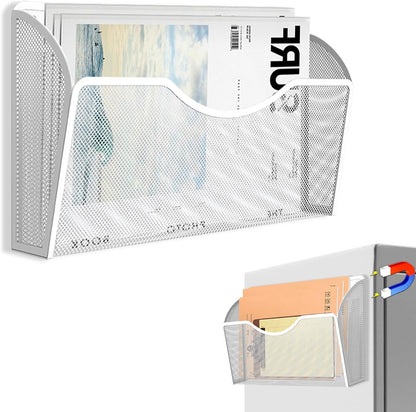 Magnetic File Holder 1 Pockets File Folder Organizer, Office Hanging Magazine Rack for File Cabinets, Magnetic Paper Holder, No Drilling Mail Organizer for Refrigerator, Office