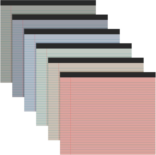 Lincia 6 Pcs 11" x 9.5" Legal Pads College Ruled Notepad Landscape Notebook Horizontal Lined Notebook 80 Gsm Assorted Colors Paper Pastel Writing Pads for School Office, 40 Sheet (Soft Color)