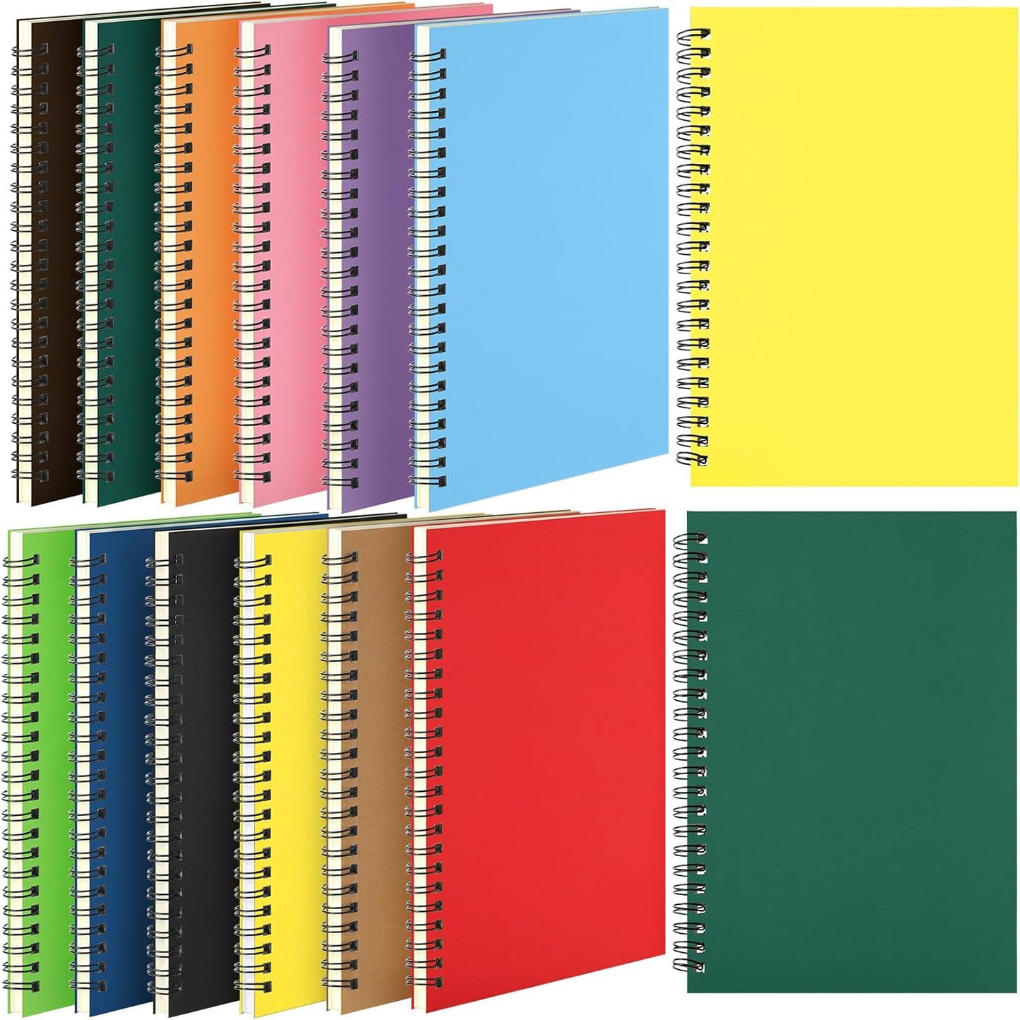 Leelosp 12 Pack Small Spiral Notebook Lined Spiral Journal College Ruled Notebook Wire Bound Kraft Cover, 120 Pages for Work (Multicolor,5.5 x 8.3 Inch)