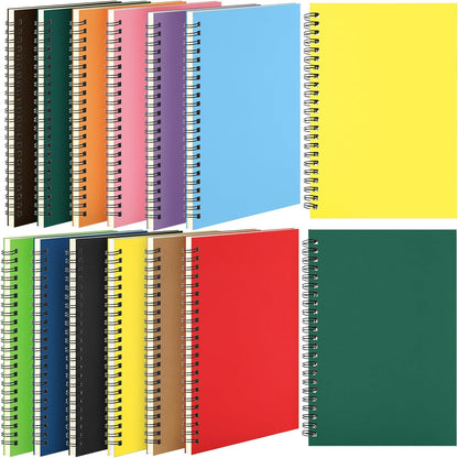 Leelosp 12 Pack Small Spiral Notebook Lined Spiral Journal College Ruled Notebook Wire Bound Kraft Cover, 120 Pages for Work (Multicolor,5.5 x 8.3 Inch)