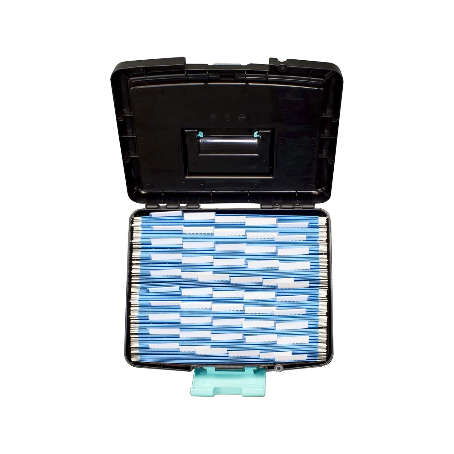 Storex File Storage Box with XL Storage Lid, 10-7/8 x 13-1/4 x 11 Inches, Black/Teal