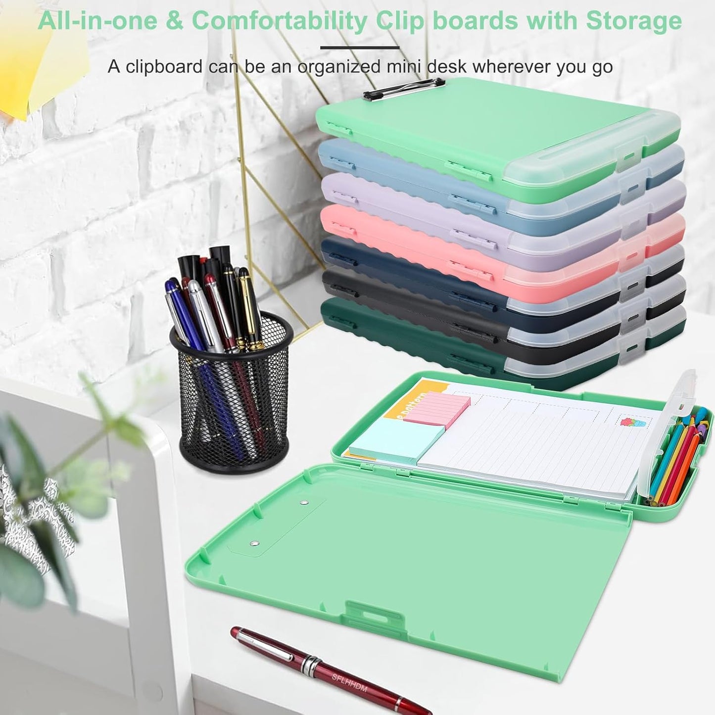 SFLHHDM Purple Clipboard, Clip Boards 8.5x11, Teacher Clipboards with Storage, Plastic Clipboard with Pen Holder, Clipboards Storage for Women Teachers Work, School & Office Supplies
