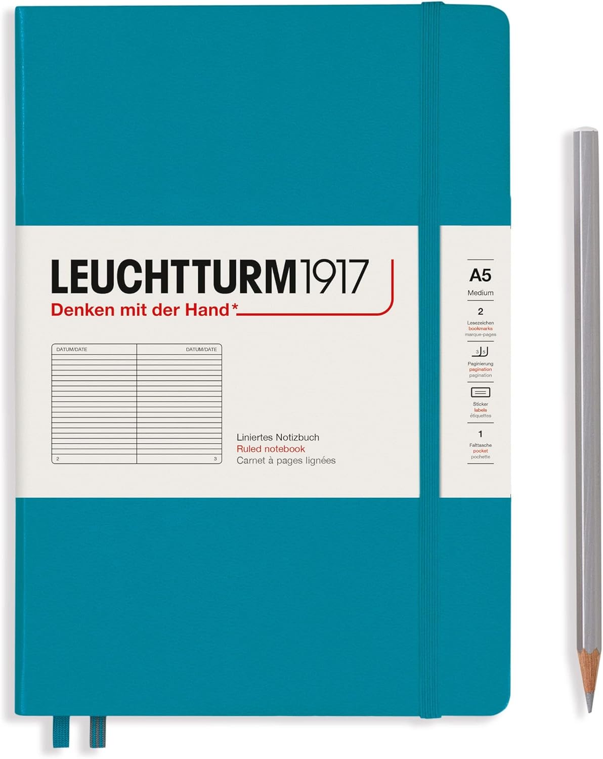 LEUCHTTURM1917 - Notebook Hardcover Medium A5-251 Numbered Pages for Writing and Journaling (Navy, Ruled)
