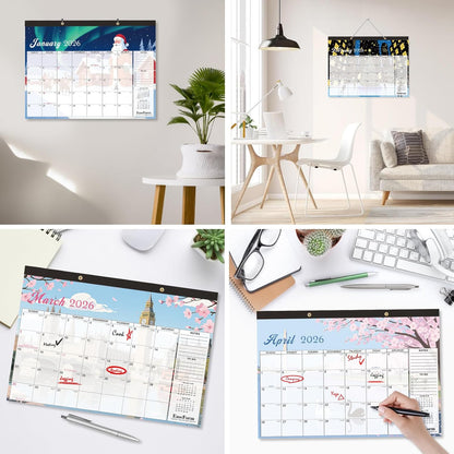 24 Month Desk Calendar 2026-2027, Runs from January 2026 to December 2027, Large 17"x12" Desktop/Wall Monthly Calendar, 2 Year Academic Calendar with Note & To Do for Home, School or office