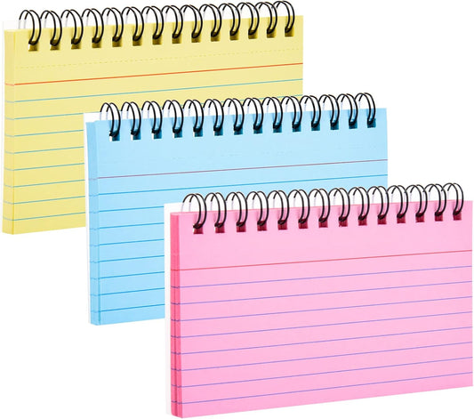 FRIUSATE Index Cards with Ring, 3x5 Inches Spiral Flashcards, Colored Ruled Notecards Index Cards Flash Cards with Ring for Studying Nursing School Office Taking to Do List(250 Sheets)